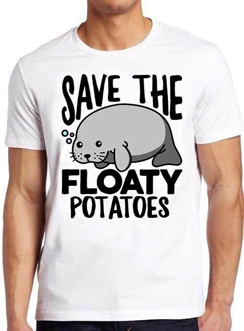 The Floaty Potatoes Manatee Funny Chubby Mermaids Meme Gift Tee T Shirt M791 XL