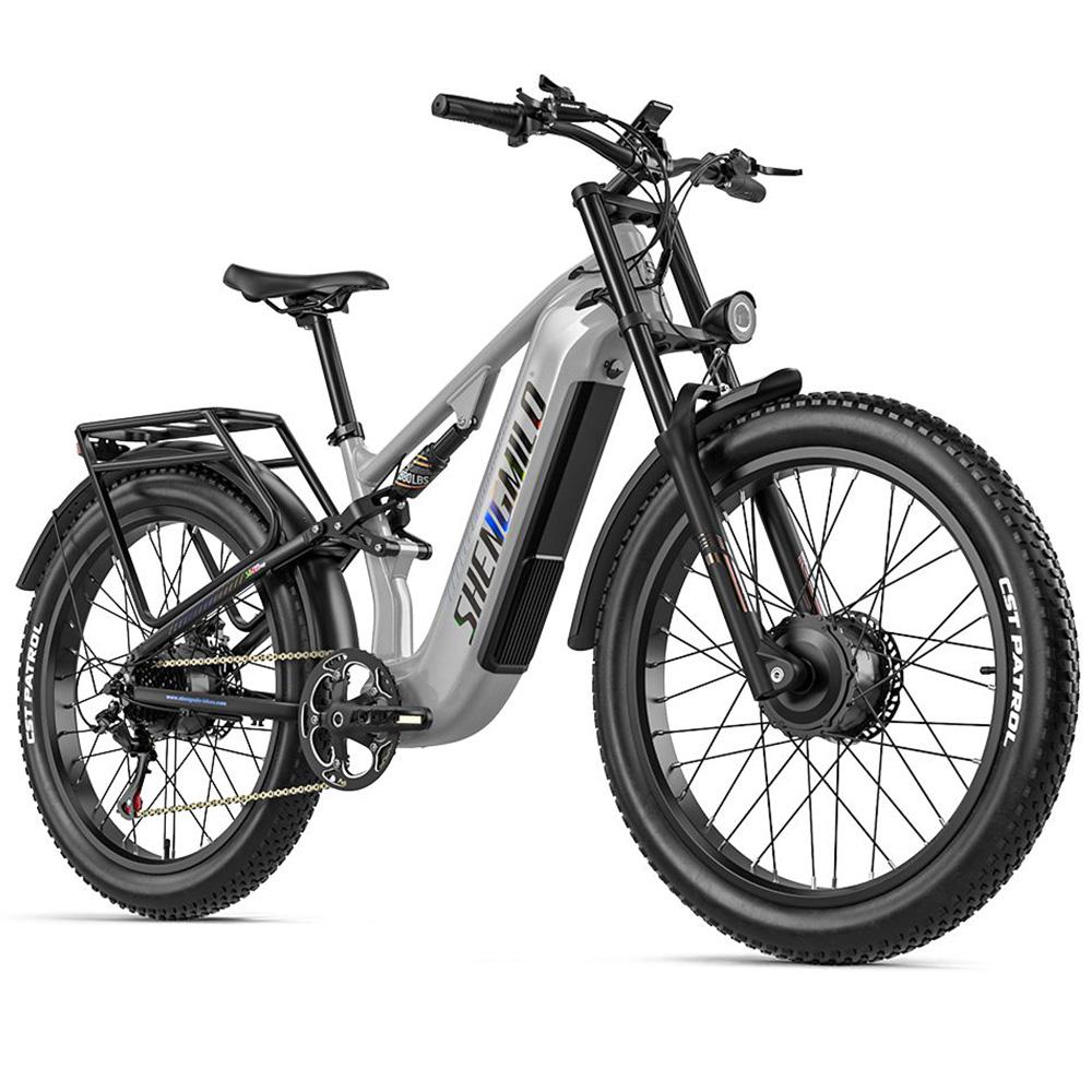 Electric Bicycle Shengmilo S600 Pro 26" Tire 1000Wx2 Motor Full Suspension 48V 25AH Adult Ebike Top Speed 45Km/h 7 Speed Grey