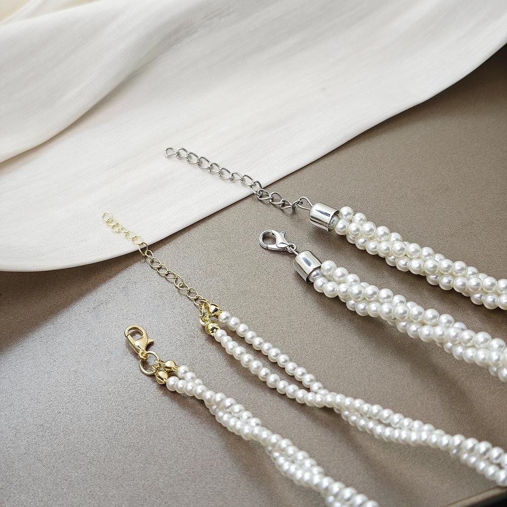 French Retro Multi-layer Winding Twist Pearl Necklace, Light Luxury and High Sense, Simple and Versatile Millet Bead Collarbone Chain