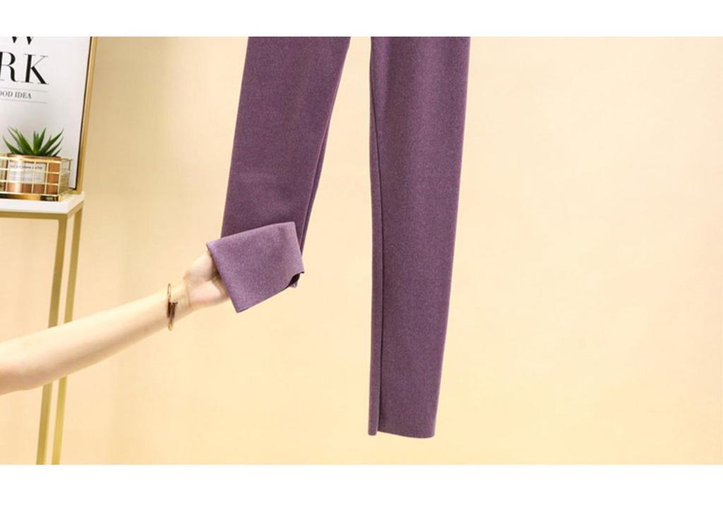 Women's High-Waisted Fleece-Lined Seamless Cotton Trousers – Warm, Tight-Fit, Thickened Base Layer for Autumn/Winter