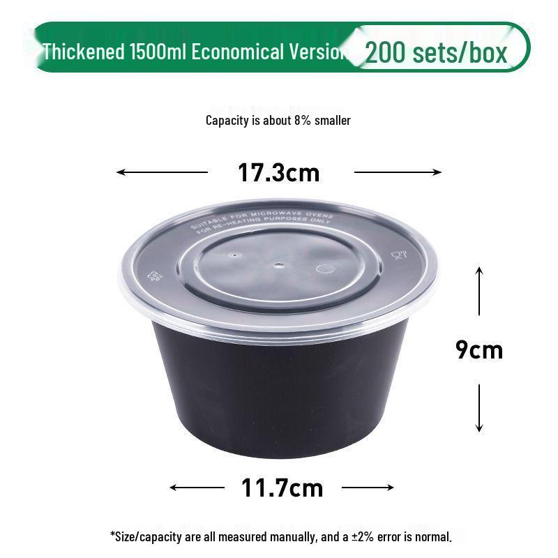 Black Round Disposable Food Containers: Thickened Soup and Fast Food Bowls