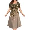 Elegant Women Short Sleeve Fashion 3d Print Midi Dress Plus Size Beach Clothing