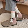 Women's Autumn and Winter Combed Cotton Mid-calf Socks with Cartoon Coffee-colored Panda Flocking Boneless Versatile Women's Socks At The Heel