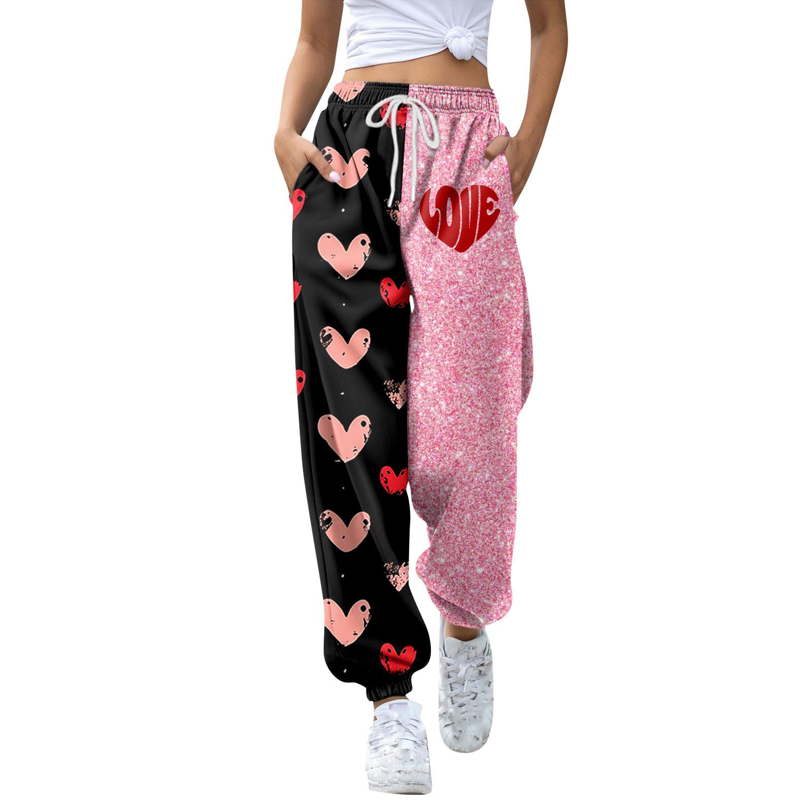 

Жіноча мода на День Святого Валентина, вільні шнурки, суцільні кольорові повсякденні спортивні штани, штани XL кавун червоний колір