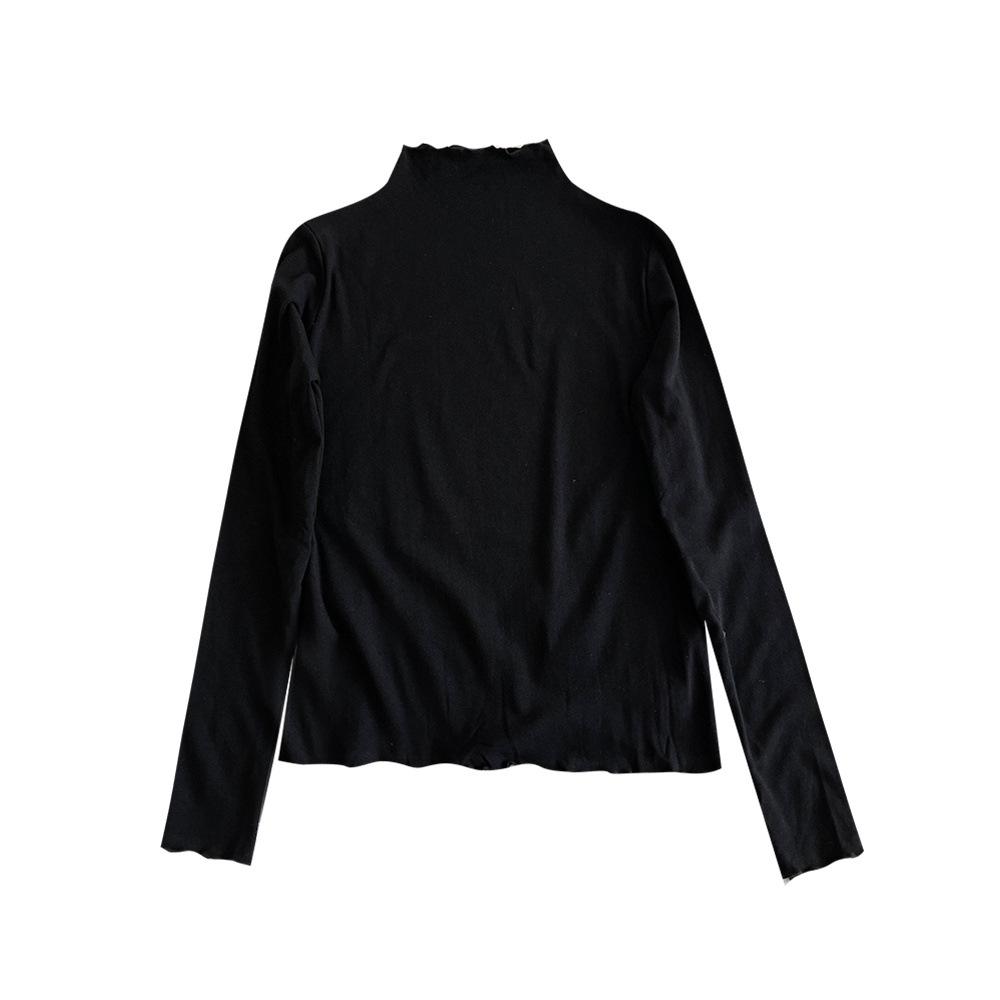 

Women s High Neck Ruffled Slim Fit Long Sleeve Fleece Top - Autumn/Winter 2025 Collection S чёрный