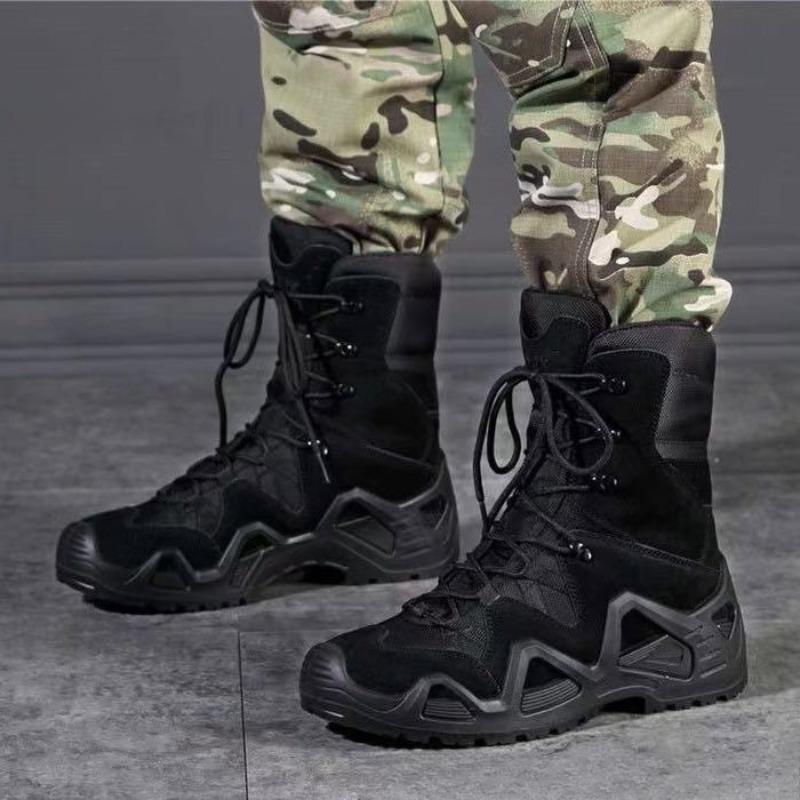 Fashion Shoes for Men Outdoor Combat Boots Thick-soled Hiking Non-slip Wear-resistant High-top Climbing Men's Shoes Zapatillas De Hombre