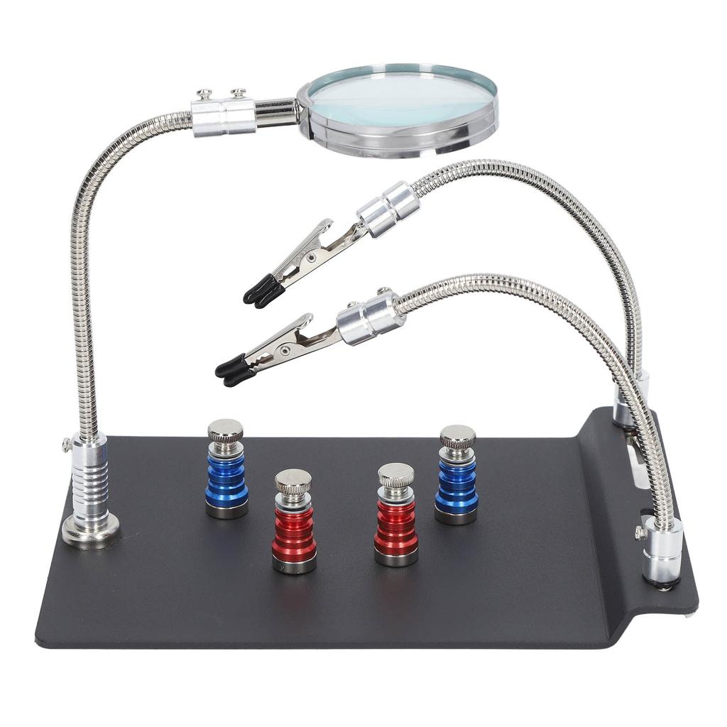 Mâini Ajutătoare pentru Lipit Brațe Flexibile Mâini cu Unghi Reglabil Stație de Lipit cu Lupă 3X