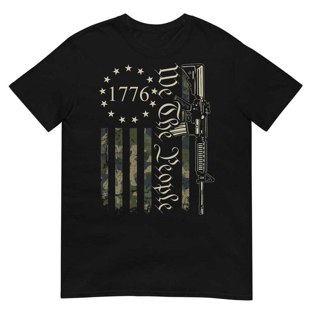 We The People Funny Camo Ar15 Military Pro Gun Usa Flag Tshirt