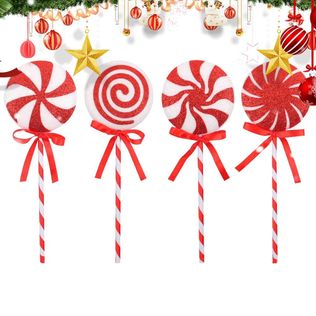 Christmas Lollipop Ornaments 4X Classic Lollipop Ornament Christmas Tree Candy Red And White Color Foam Lollipop Seasonal Decors