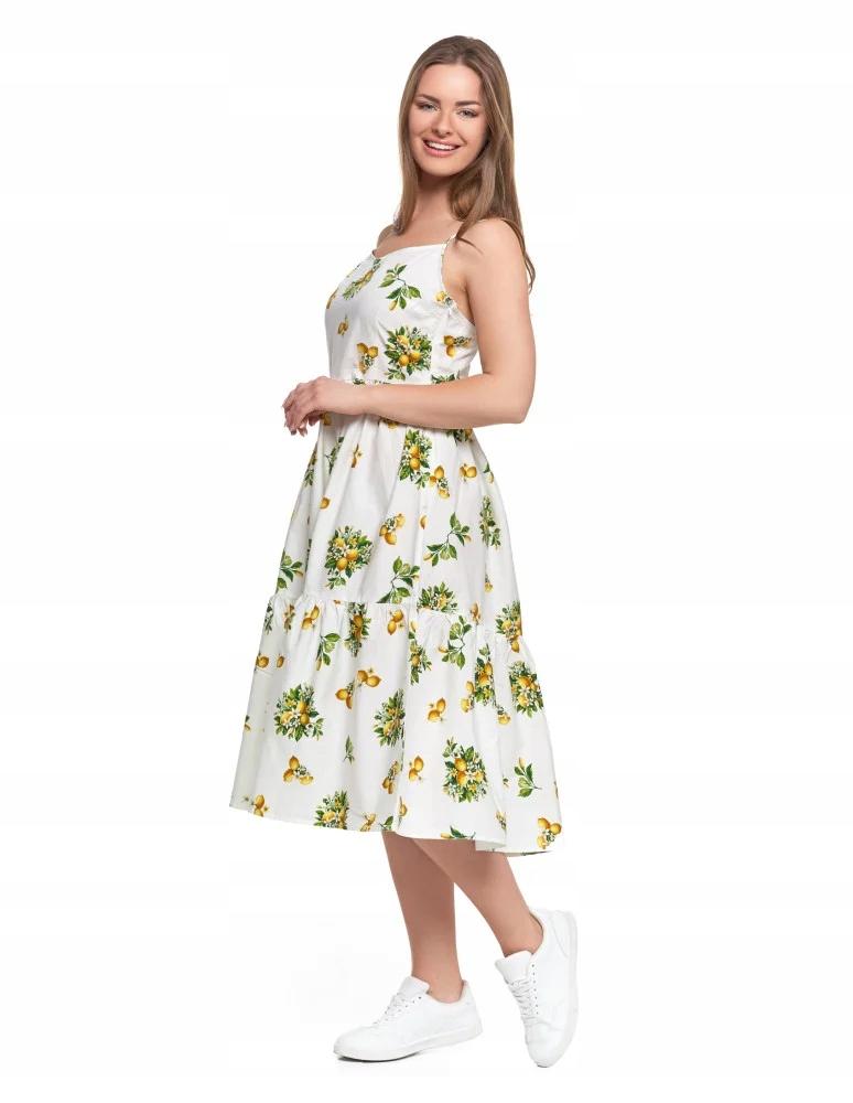 Women's Midi Dress with Straps and Ruffles Stylish Classic MORAJ XXL PATT 2