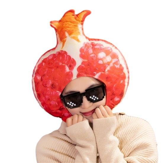 Foto clona Jasné barevné tvar ovoce jídlo Měkká plyšová pokrývka hlavy Otvor pro obličej Kostým internetové celebrity Párty rekvizita
