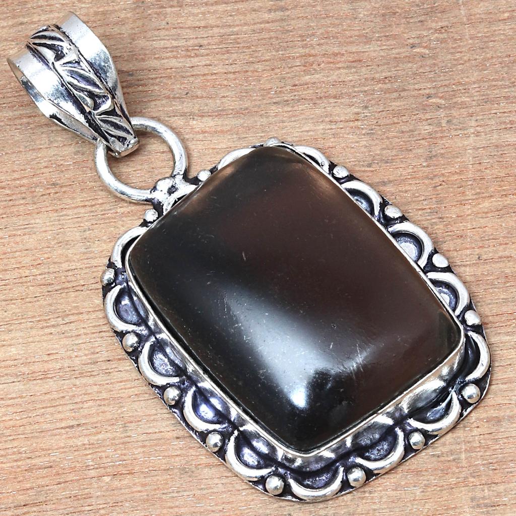 Pendant Flourite Gemstone Valentine'Day Ethnic Silver Jewelry 2.25"