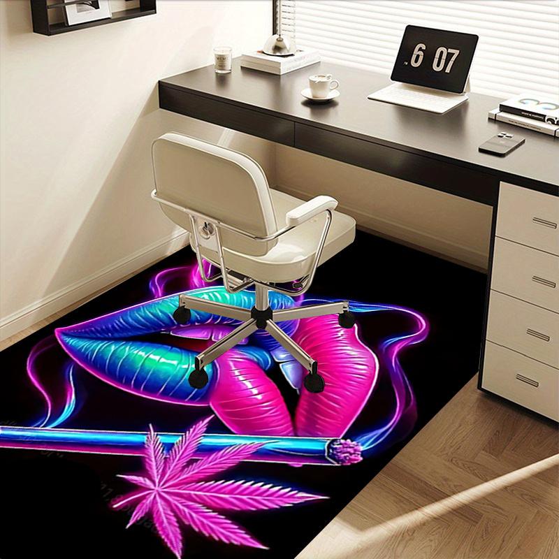 Neon Glow Lippenkunst Stuhlmatte Büroteppich Dekorteppich für Wohnzimmer Schlafzimmer Sofa Geschenk