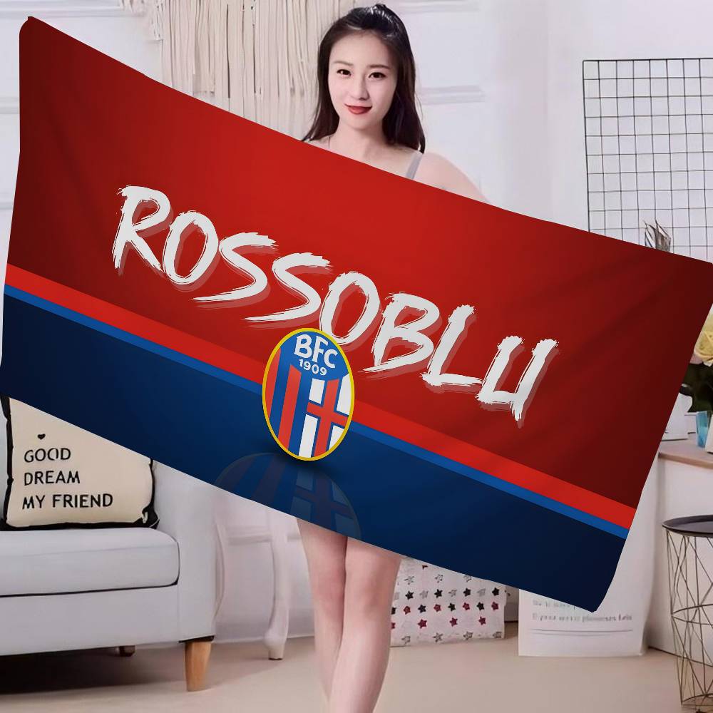 Bologna Football Club 1909 Microfibra Stampata Asciugamano da Spiaggia Alpinismo Yoga Spiaggia Nuoto Corsa Assorbente Morbido Asciugamano