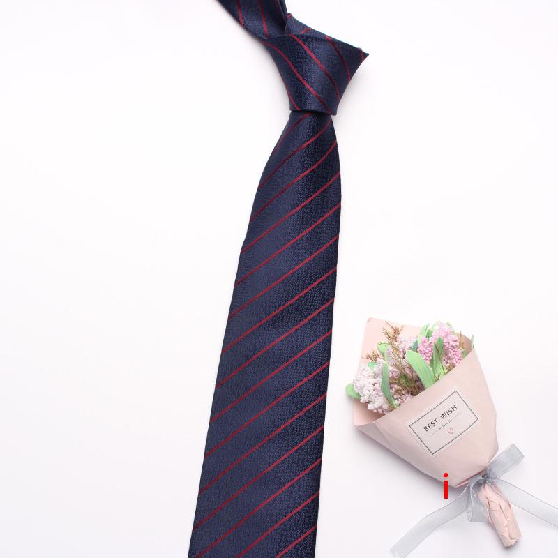 Navy Blue Series Oblique Striped Tie Men'S Business Flower 8Cm Polyester Silk Tie