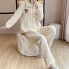 Autumn and winter women's pajamas have three layers of warm air layer, cotton-padded pure cotton loungewear set, long sleeves and trousers are cute.