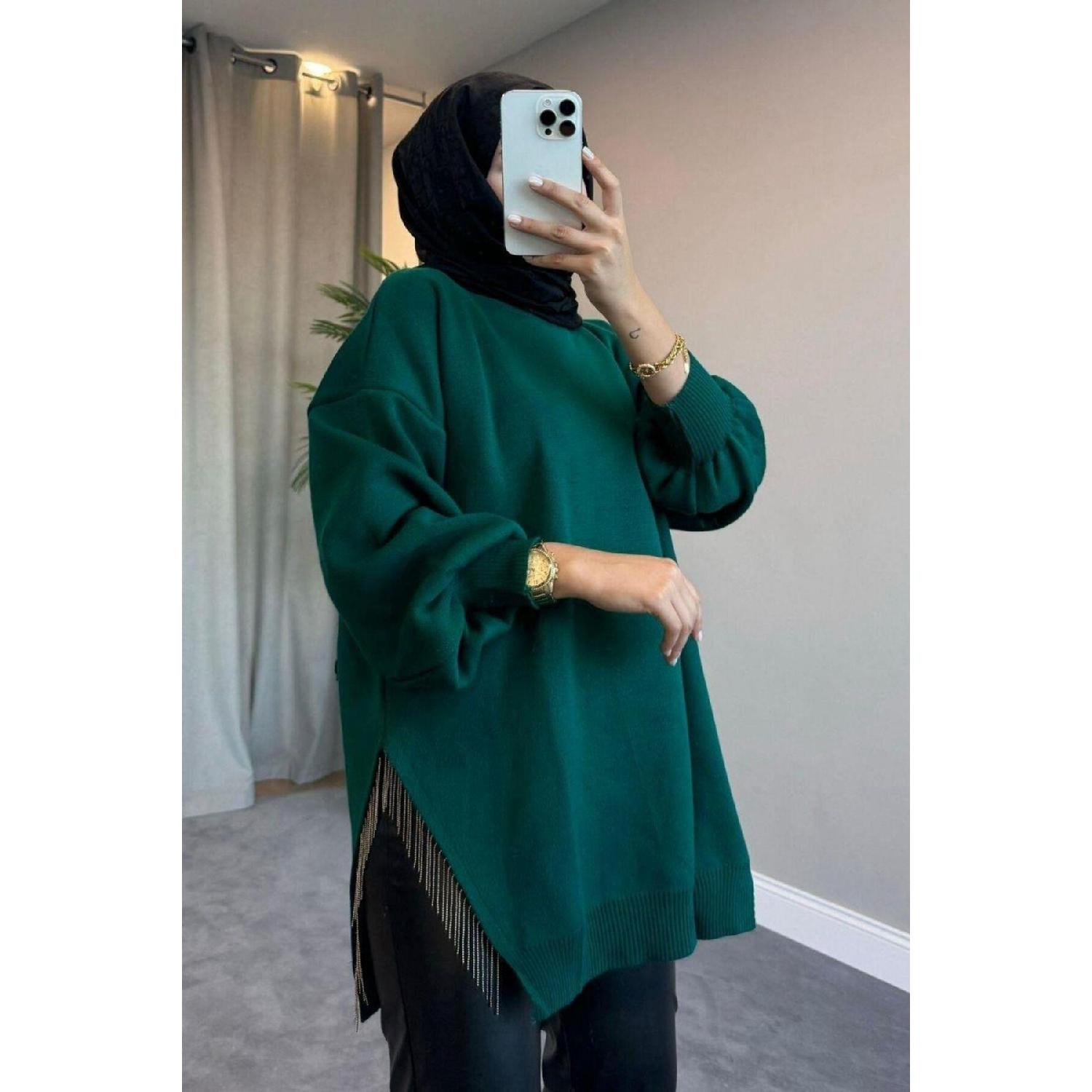 

Трикотажный свитер с полуцепочкой цвета хаки Standart