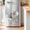 Self-adhesive Waterproof Refrigerator Stickers Silver Grey Flowers Light Luxury for Kitchen Fridge Door