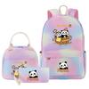 3-delige Tie Dye Panda Rugzak Set Kawaii Rugzak voor Naar School met Lunchtasje Etui, Reizen Dagrugzak voor Kinderen Meisjes