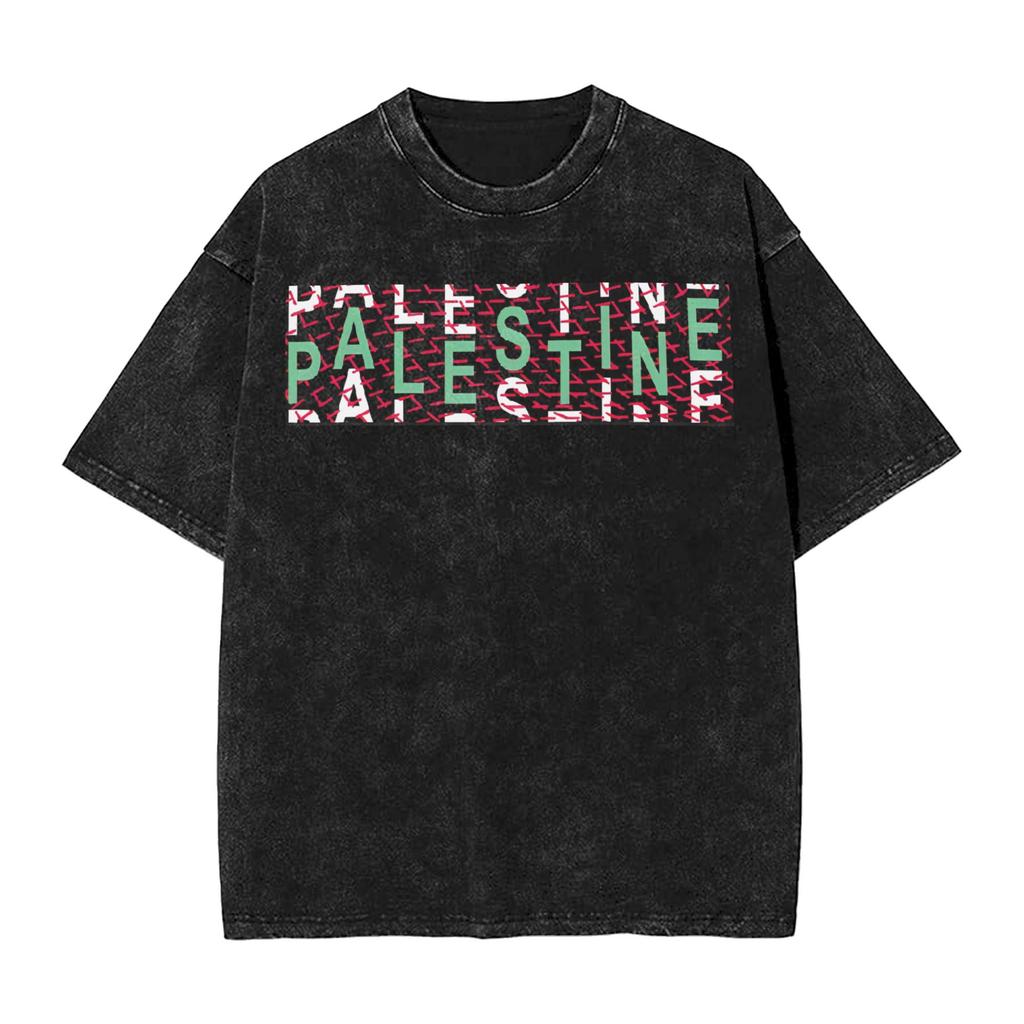 Palestine Logo  T-Shirt for Men  Fashion Cotton Tees Round Collar Short Sleeve T Shirts Summer Clothing,