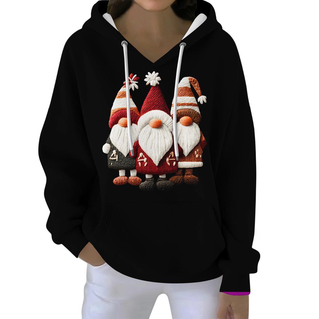 Christmas Hoodies For Women Funny Cute Printed Holiday Sweatshirt Winter Oversized Pullover Tops