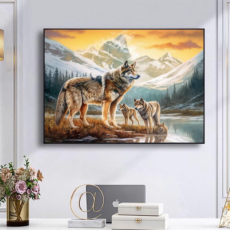 5d DIY Diamond Painting Cross Stitch Animal Wolf Diamond Embroidery Mosaic Full Round Drill Home Decor