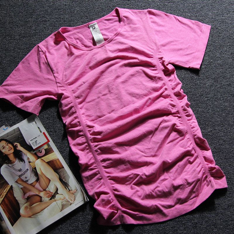 

Yoga Loose Women s Quick-Dry Stretch Short-Sleeve Top Rose Pink L