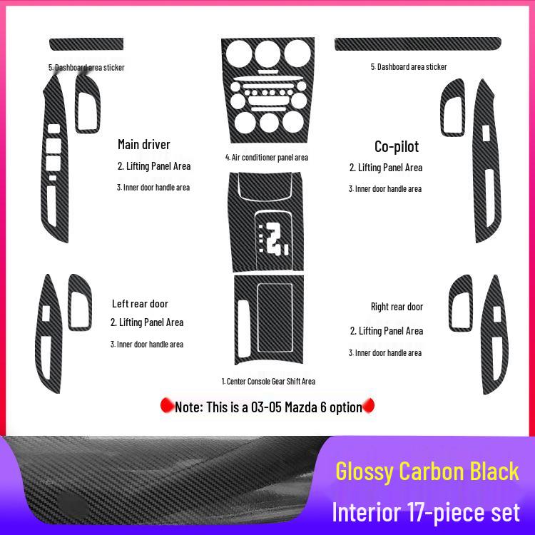Mazda 6 Mittkonsol Växelspak Film: Dekorationsstickers för interiör (2003-2015)
