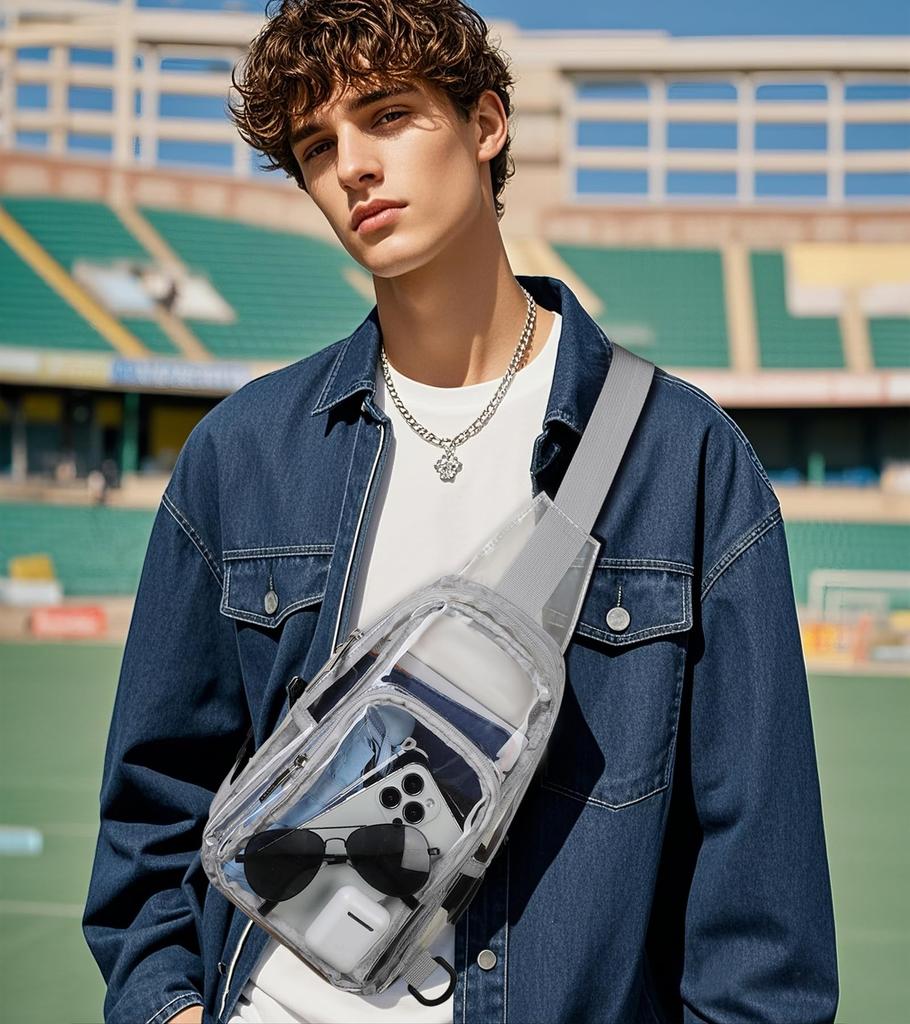 TINYAT Průhledná vodotěsná crossbody taška schválená pro stadiony pro ženy, velká kapacita, multifunkční taška přes rameno pro volný čas, koncerty, cestování, venkovní aktivity
