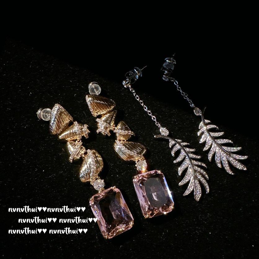 Náušnice Princezna Mořská Panna Mušle Drahokam, Papalacha, Pozlacené 18K Zlatem, Růžové Horké Růžové Zirkony s Velkým Karátem