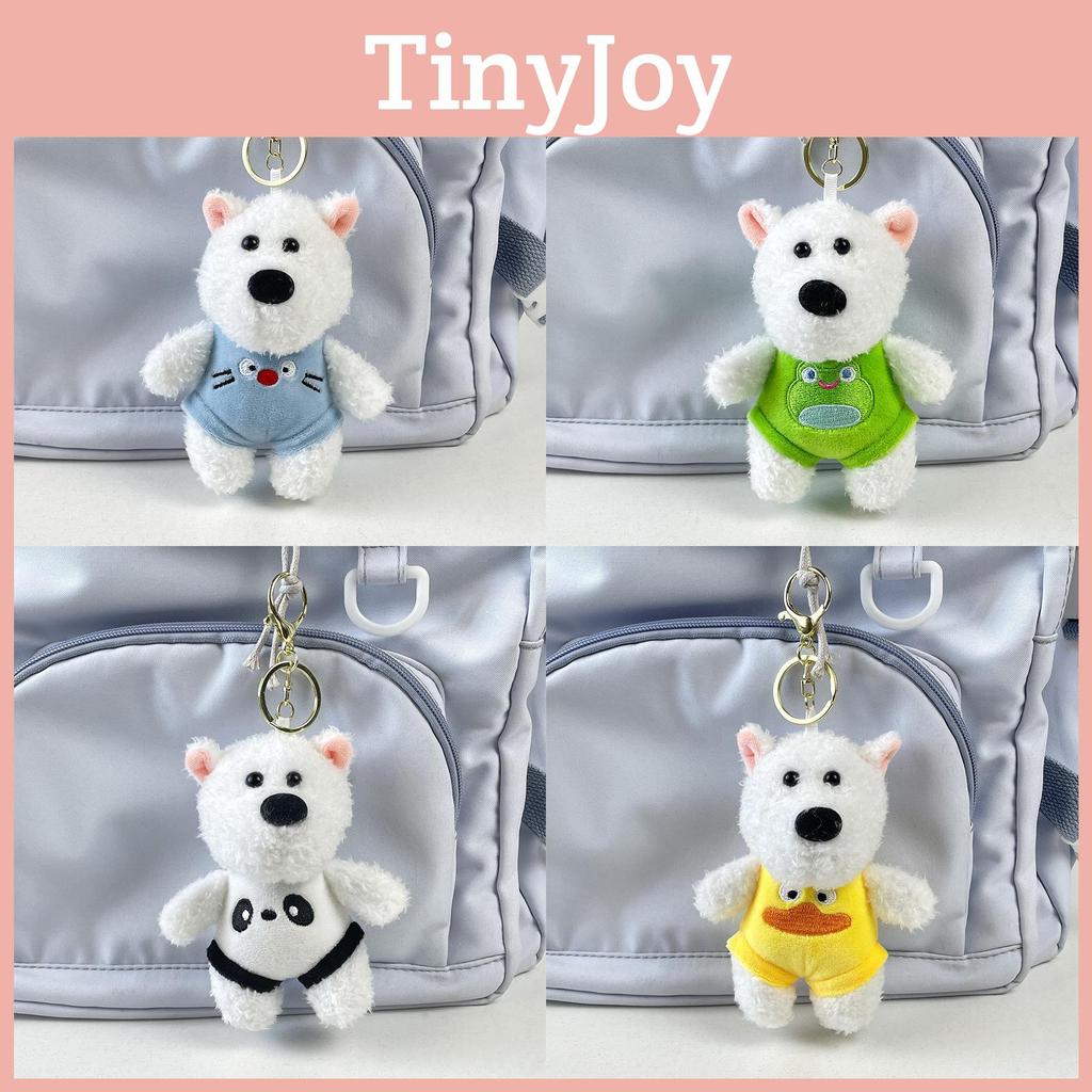 Adorable West Highland Terrier Plush Toy Cute Costumed Dog Stuffed Animal Keychain