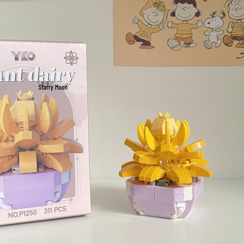Diamond Horse Flower Block Set: Handmade Eternal Bouquet, Compatible with Lego. Creative Desktop Ornament and Ideal Gift for Girls.