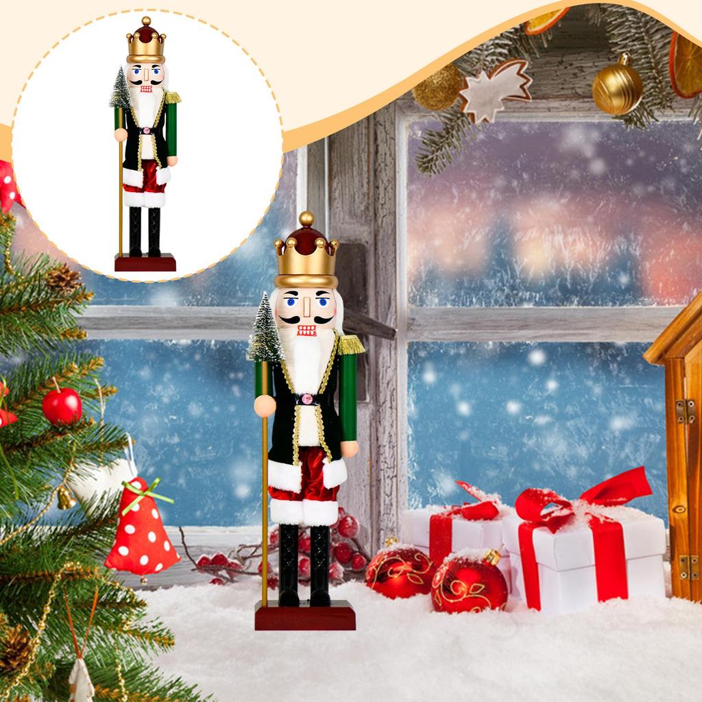 Classic Nutcracker Soldier Figure Plastic Room Decoration Christmas Ornament with Music for Tabletop Holiday Decor