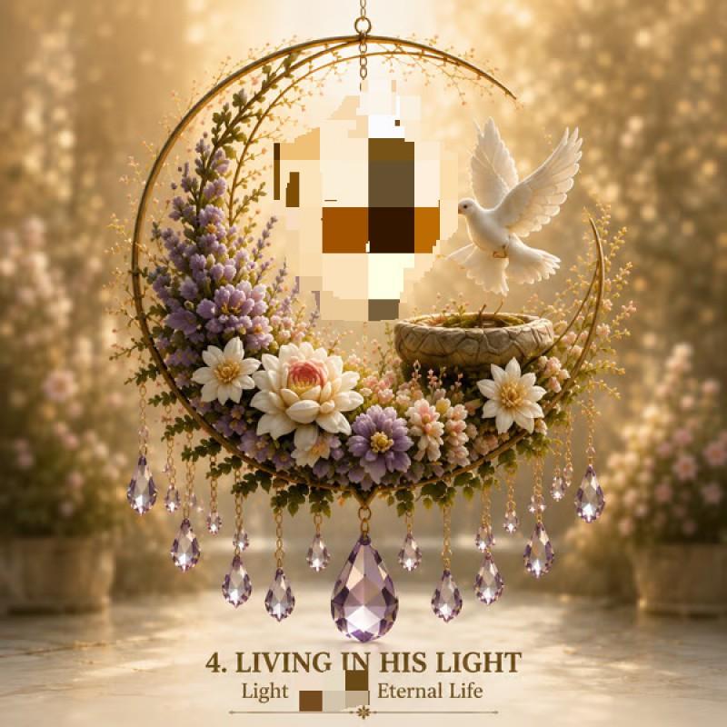 Praying White Dove Crystal Garden Suncatcher Cartoon Acrylic Hanging Decor Holiday Gift