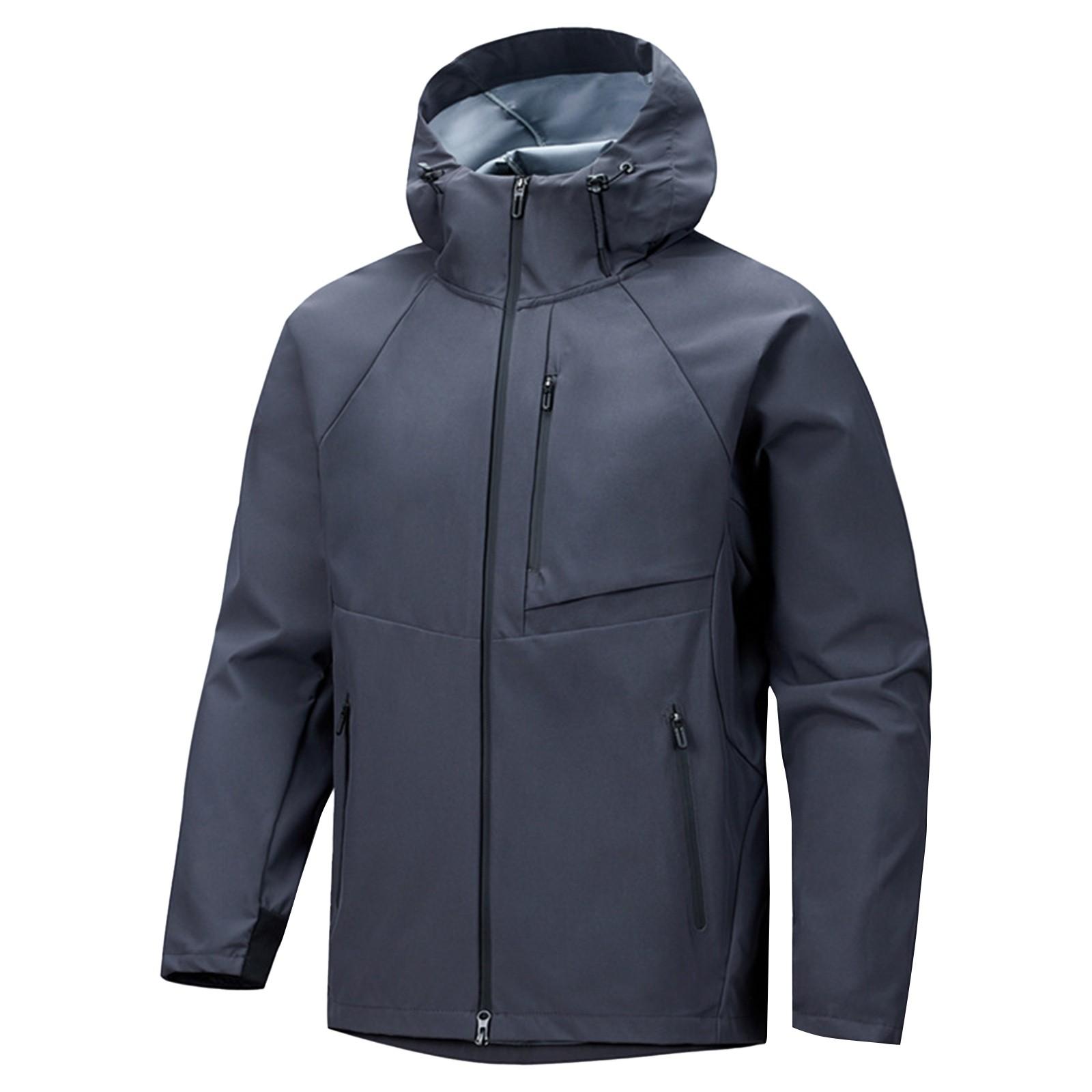 

Мужская зимняя однотонная деловая куртка с капюшоном, мужская ветровка M
