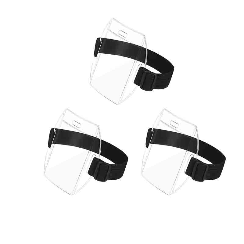 PVC Plastic Card Holder Polyester Reflective Wristband ID Card Holder Arm Adjustable ID Badge Elastic Arm Band ID Badge Holder