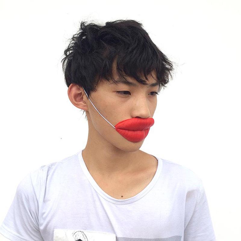 Funny Prop Sausage Lips Red Sexy Lips Costume Party Performance Accessory Halloween Cosplay
