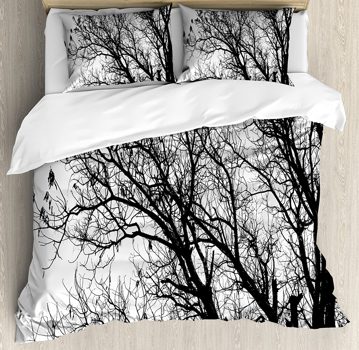Natuur Beddengoedset Voor Slaapkamer Bed Thuis Vogels Vliegen over Twijgachtige Boomtakken Stijlvol Au Dekbedovertrek Dekbedovertrek En Kussensloop 155x215cm 3pcs