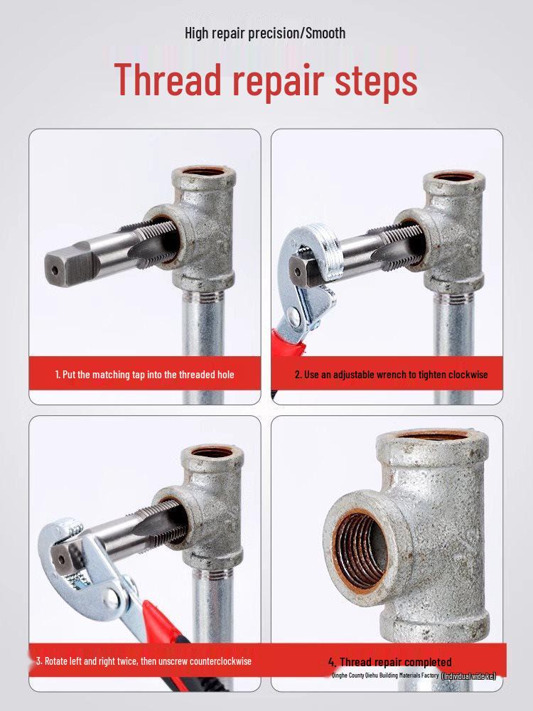 Double-Headed Screw and Broken Pipe Extractor with Four-Point and Six-Point Reverse Threads