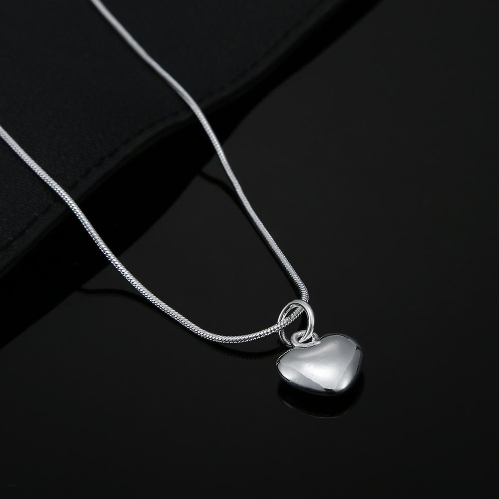

Jinrongxing 925 Silver Plated Heart Pendant Snake Chain Necklace Heart Pendant Only