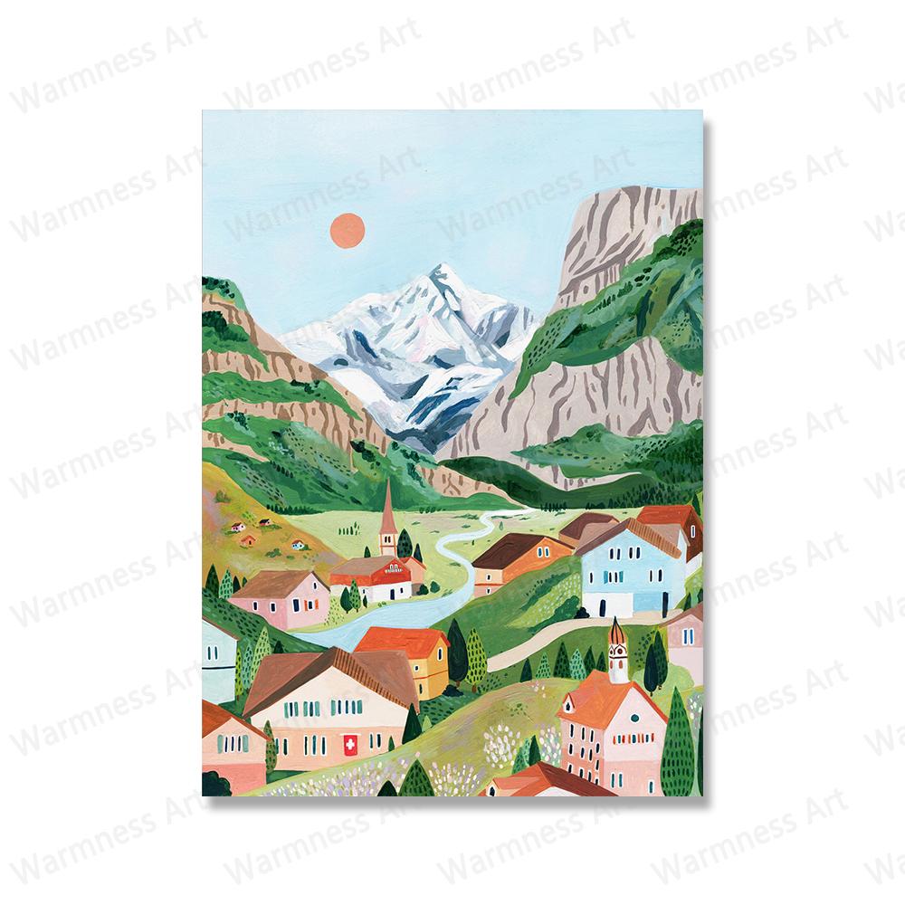 Travelling Urban Landscape Poster Hungary Italy Amsterdam New Zealand Switzerland Wall Art On Canvas