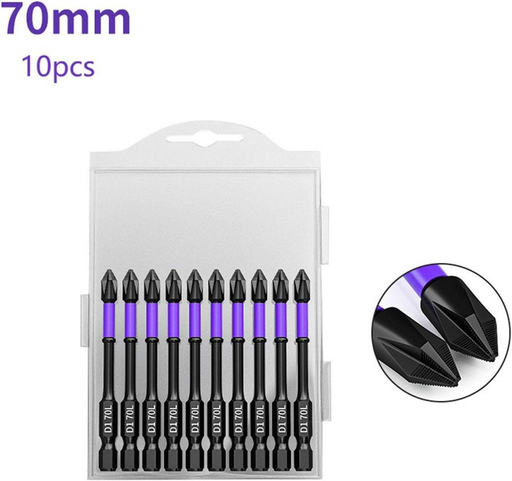 D1 Magnetic Phillips Head Screwdriver Bit: Anti-slip, Shock-resistant, High Hardness with Strong Magnetic Grip