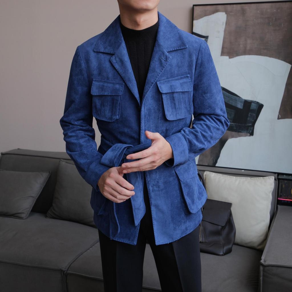 Odzież Ruishen: Stylowa męska retro zamszowa jesienna kurtka myśliwska