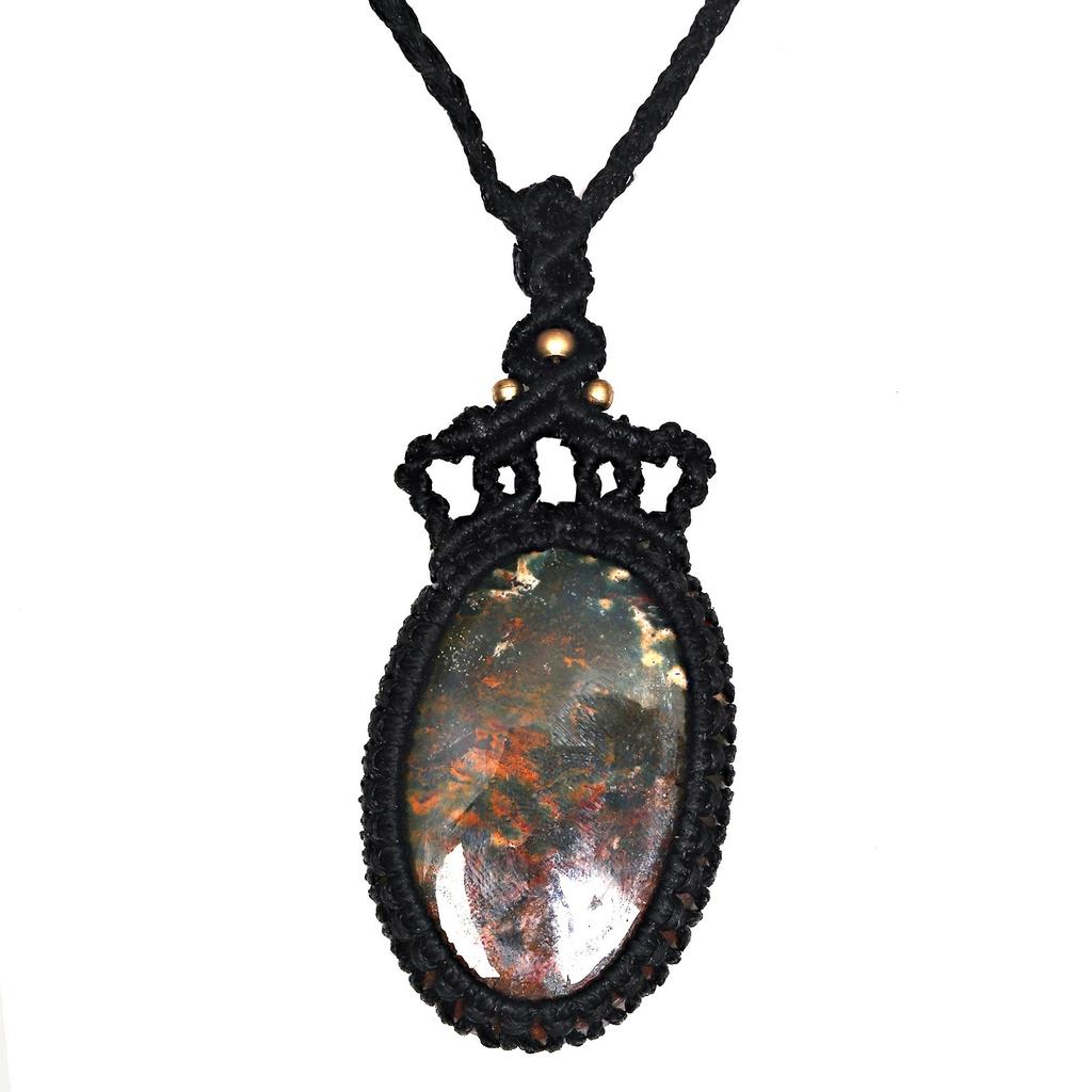 Gemstone Handmade Jewelry Ocean Jasper Macrame Thread 20-36''Ad Necklace Ethnic