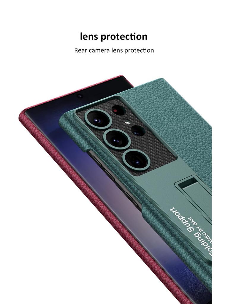 PU Leather Stand Case for Samsung S23 Ultra/S24/S24+ - Anti-Fall Protective Cover