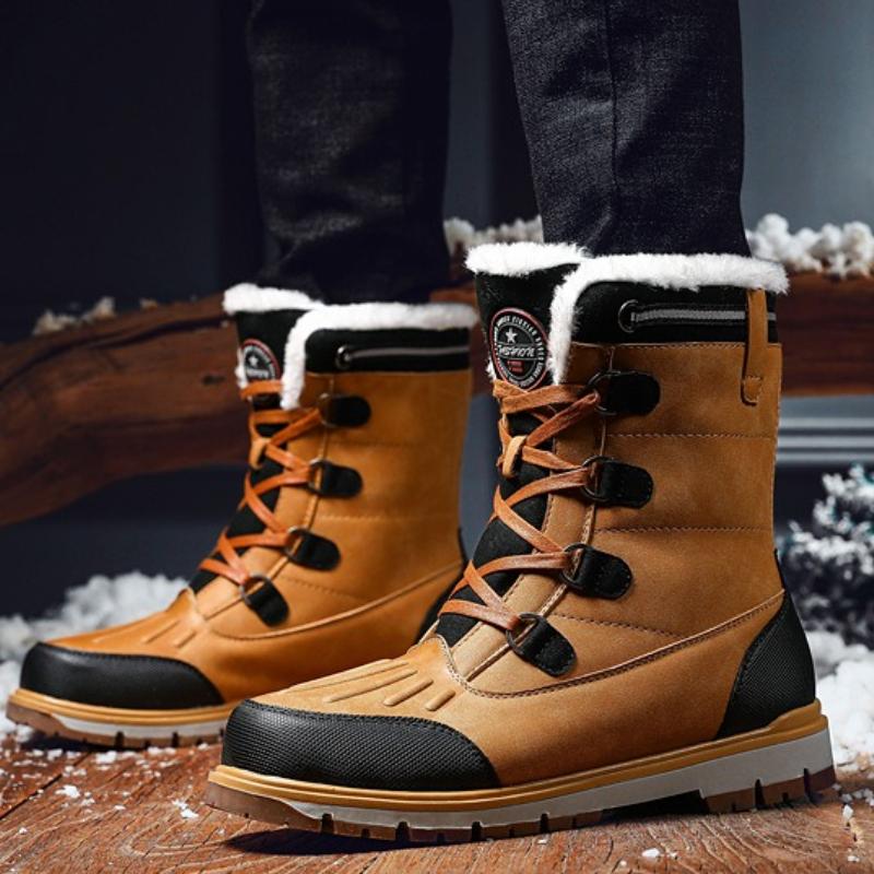 2026 Men's Winter High-Top Boots Warm Cotton Shoes Snow Boots Comfortable Breathable Round Toe Rubber Sole