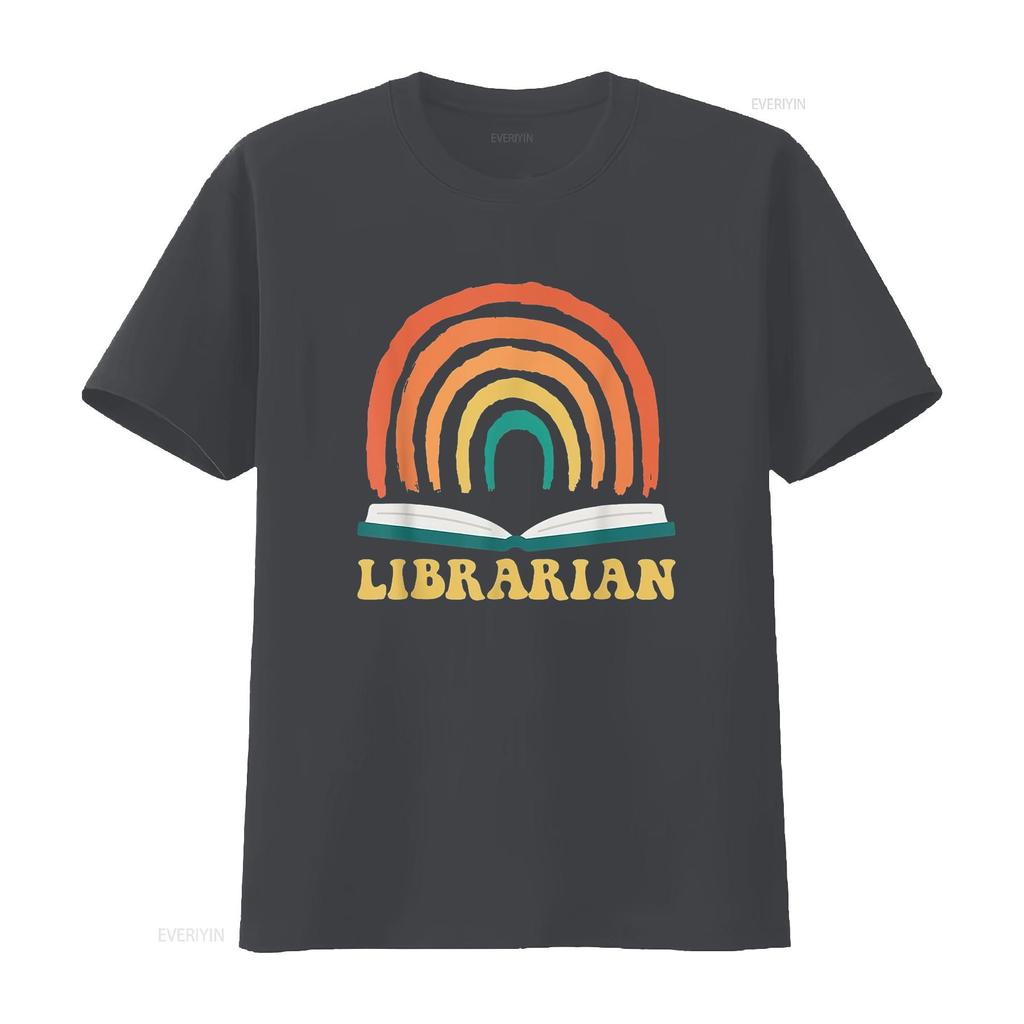 Librarian Vintage Reading Books Retro Rainbow Trendy Women s T Shirt  Summer Top with Unique Print vintage Washed Stretched