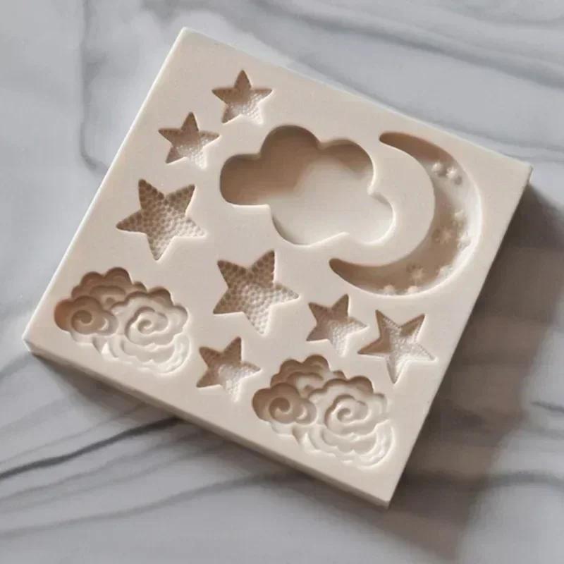 Handmade Creative Molds Cloud Moon Star Silicone Mold Geometric Pattern DIY Chocolate Candy Molds Cake Decor Candle Soap Mould