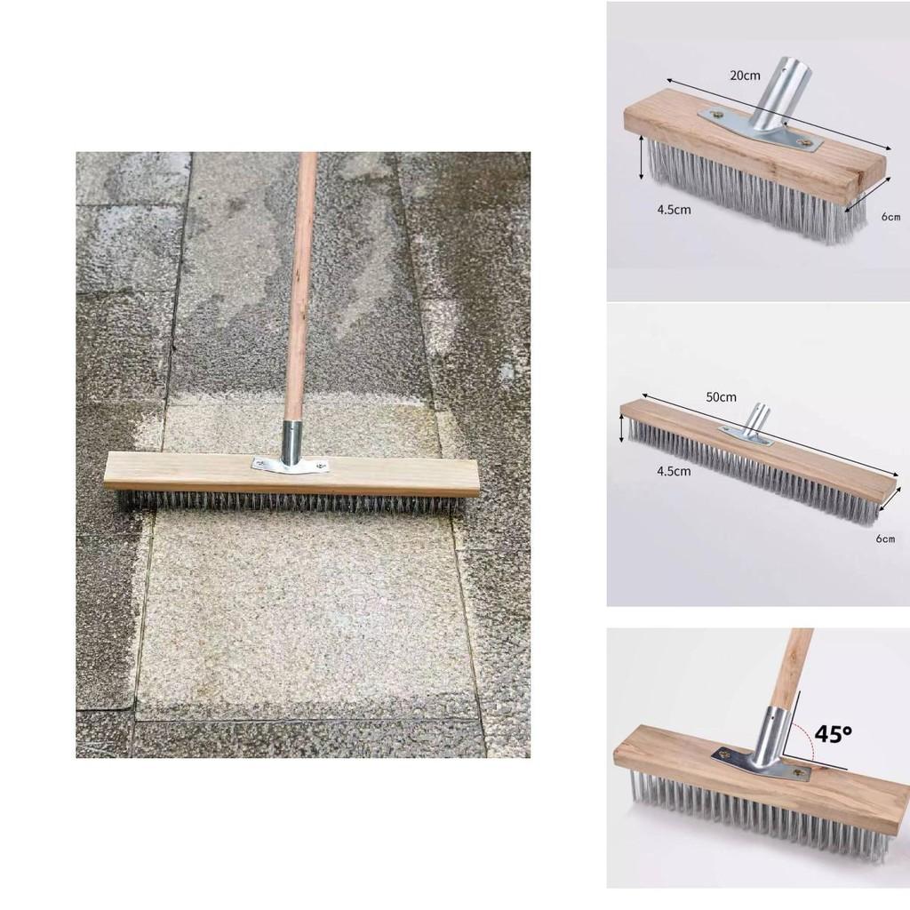 Large Durable Steel Wire Floor Brush With Extended Handle For Easy Floor Maintenance