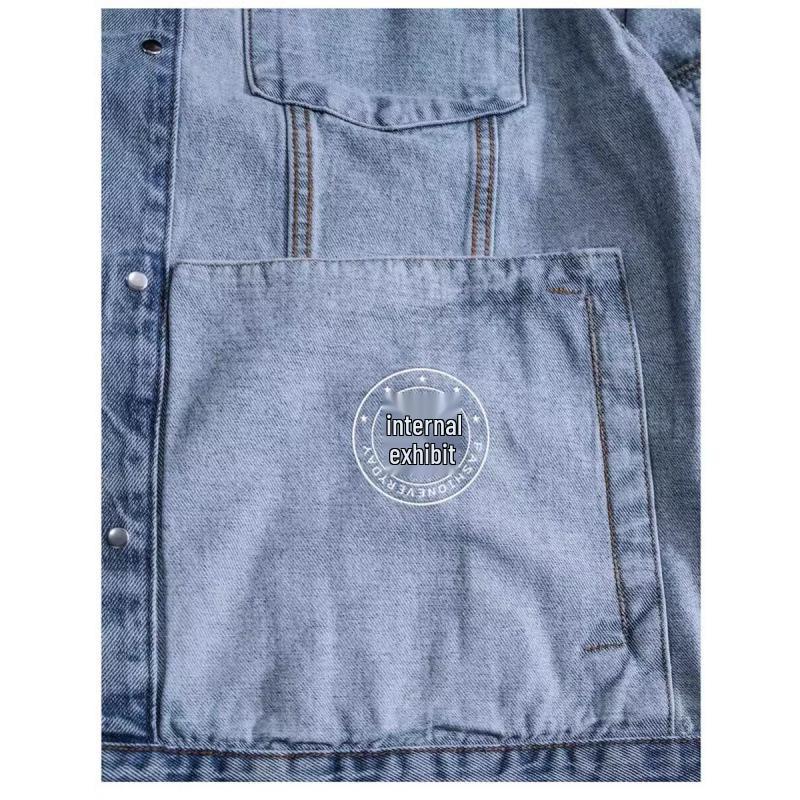 Men's Trendy American Retro Light Blue Denim Jacket - Loose Fit for Spring and Autumn